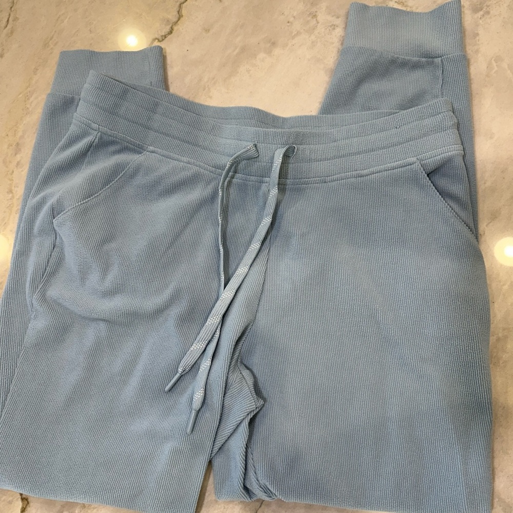 Marc New York Cozy Light Blue Ribbed Drawstring Joggers